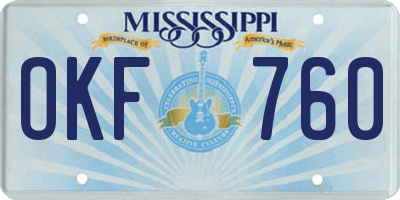 MS license plate OKF760