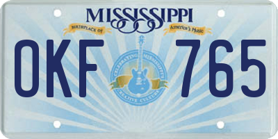 MS license plate OKF765