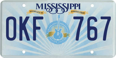 MS license plate OKF767