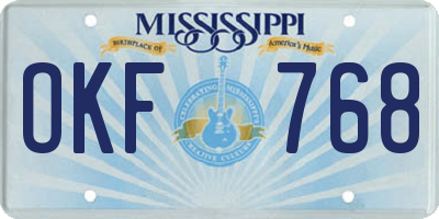 MS license plate OKF768