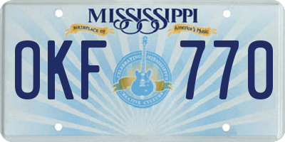 MS license plate OKF770