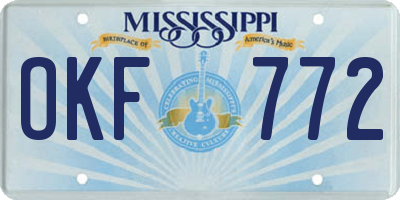 MS license plate OKF772