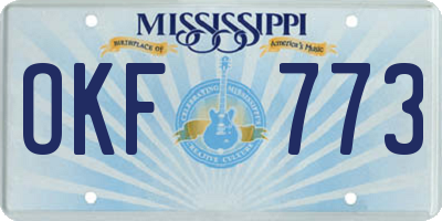 MS license plate OKF773