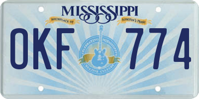 MS license plate OKF774