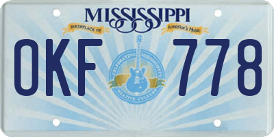 MS license plate OKF778