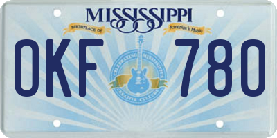 MS license plate OKF780