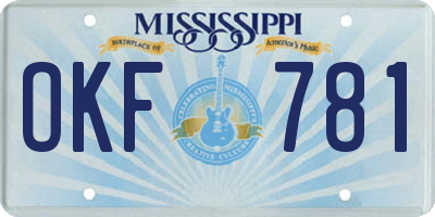 MS license plate OKF781