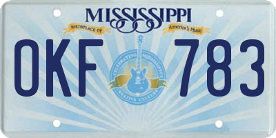 MS license plate OKF783