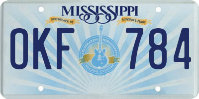 MS license plate OKF784