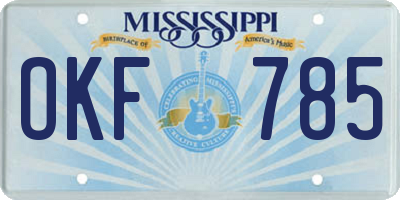 MS license plate OKF785