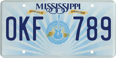 MS license plate OKF789
