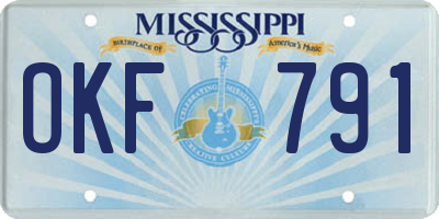 MS license plate OKF791