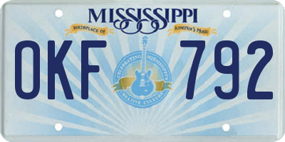 MS license plate OKF792