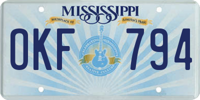 MS license plate OKF794