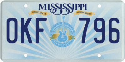 MS license plate OKF796