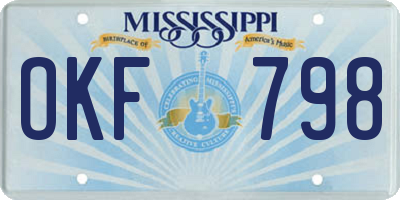 MS license plate OKF798