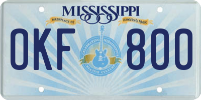 MS license plate OKF800