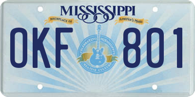 MS license plate OKF801