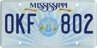 MS license plate OKF802