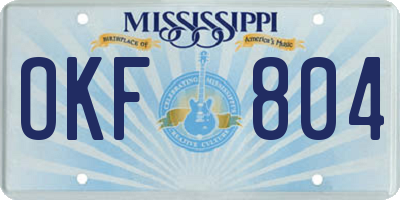 MS license plate OKF804