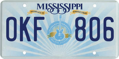 MS license plate OKF806