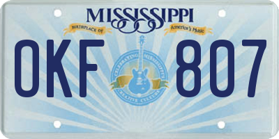 MS license plate OKF807