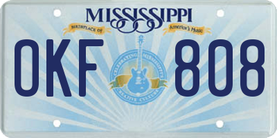 MS license plate OKF808