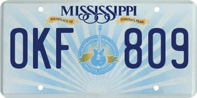 MS license plate OKF809
