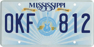 MS license plate OKF812