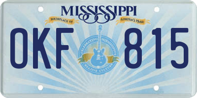 MS license plate OKF815