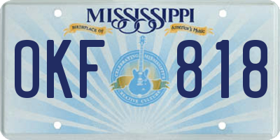 MS license plate OKF818