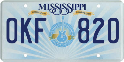 MS license plate OKF820