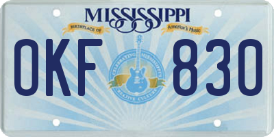 MS license plate OKF830