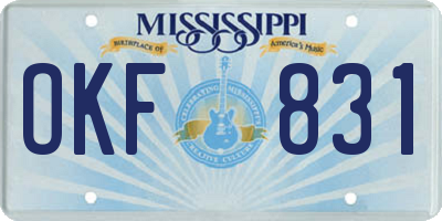 MS license plate OKF831