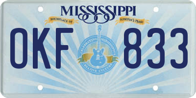 MS license plate OKF833