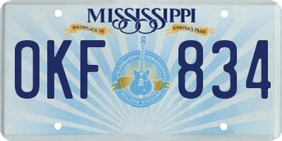 MS license plate OKF834