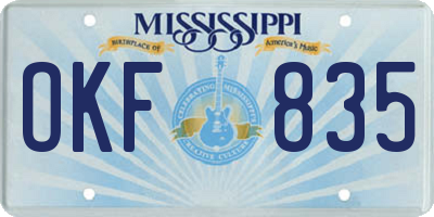 MS license plate OKF835