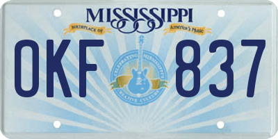 MS license plate OKF837