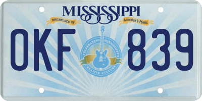 MS license plate OKF839