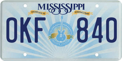 MS license plate OKF840