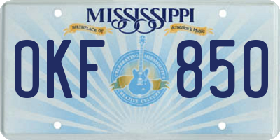 MS license plate OKF850
