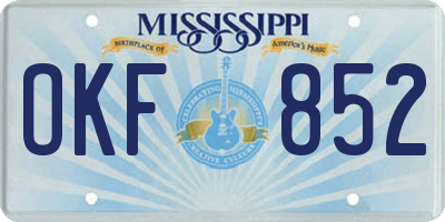 MS license plate OKF852