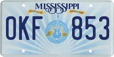 MS license plate OKF853
