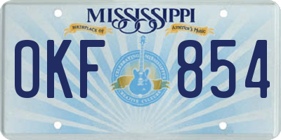 MS license plate OKF854