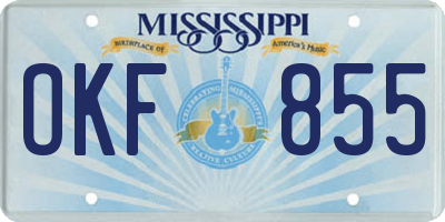 MS license plate OKF855