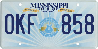 MS license plate OKF858