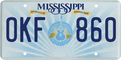 MS license plate OKF860