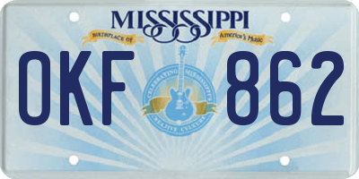 MS license plate OKF862