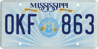 MS license plate OKF863