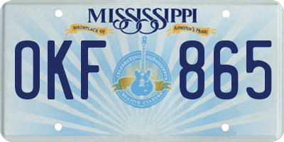 MS license plate OKF865